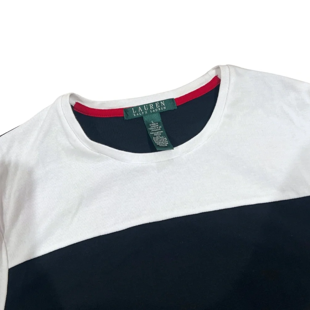 Ralph Lauren Black and White‎ Long Sleeve Women's Top Sz L Minimalist - Picture 3 of 5